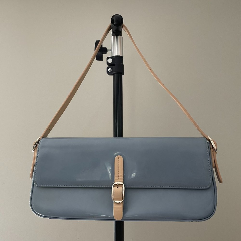 CARLO PAZOLINI Blue Patent Leather Shoulder Bag